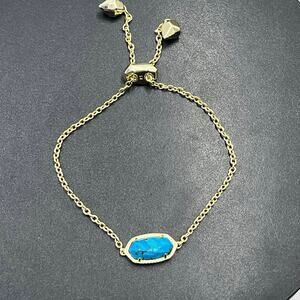 Kendra‎ Scott Elaina Gold Brass
Veined Blue Turquoise Bolo Adjustable Bracelet